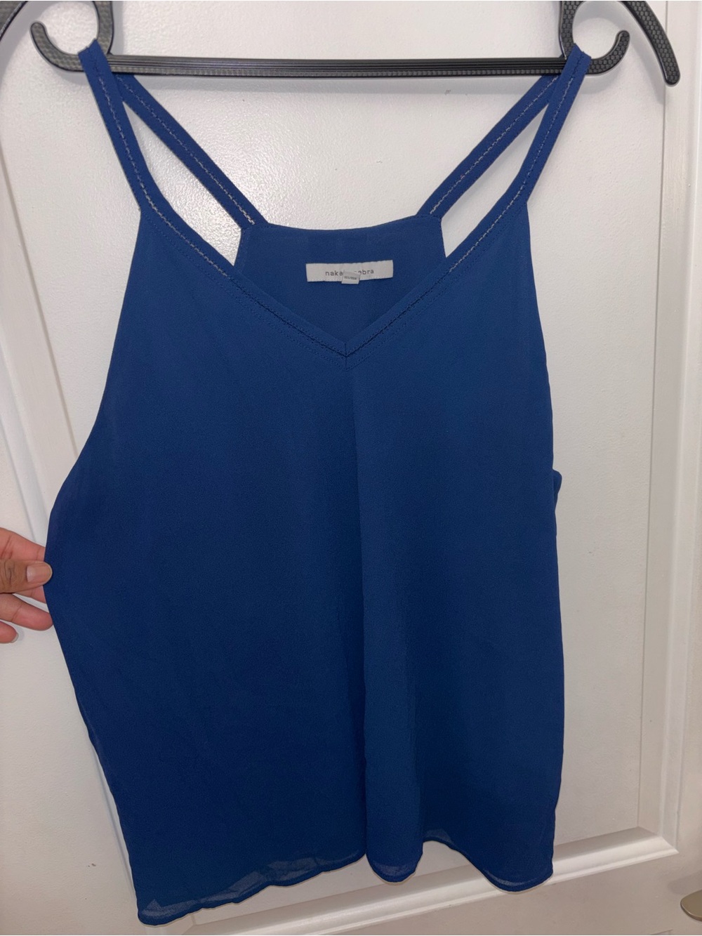 Naked Zebra cobalt double-strap V-neck cami